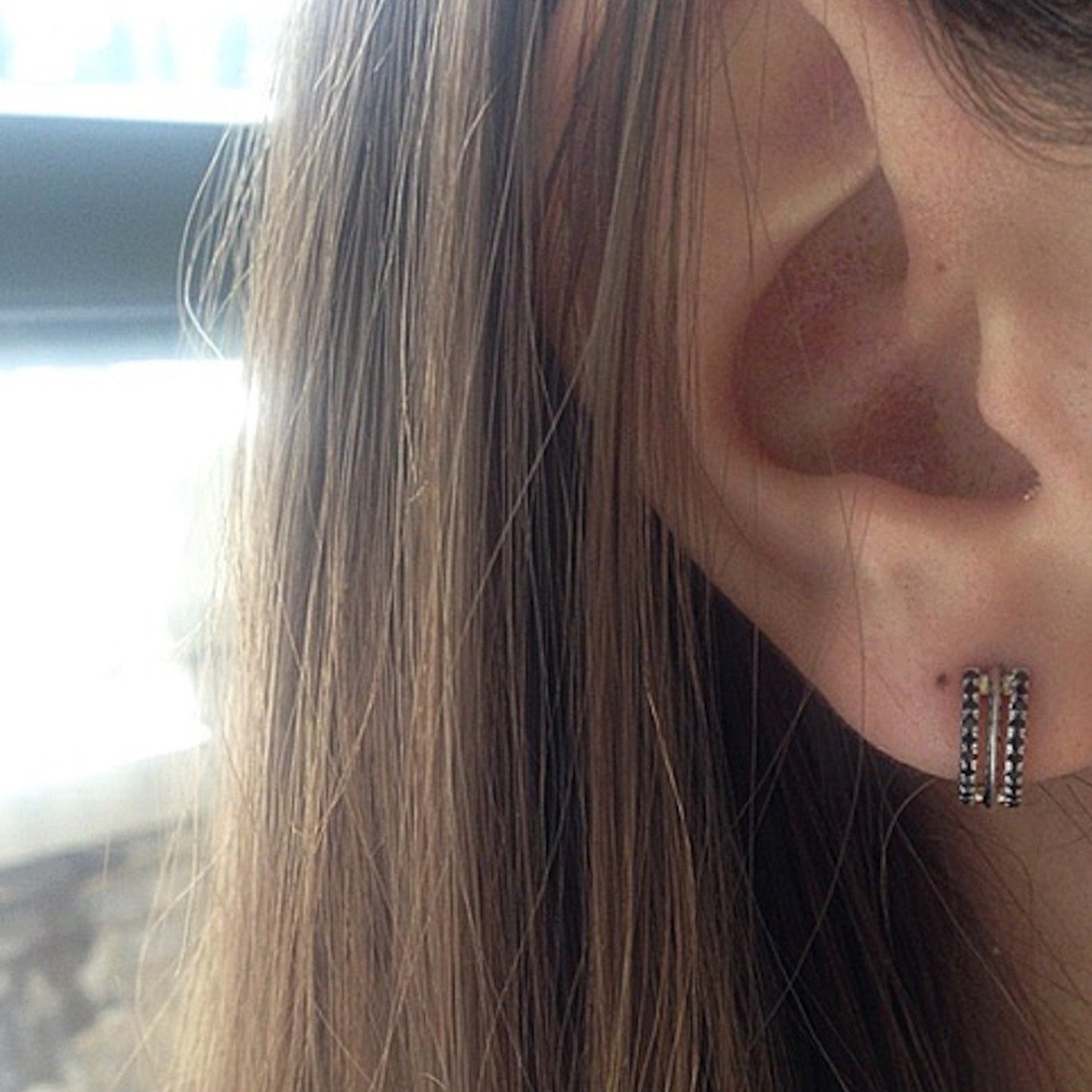 Petite Black Diamond Hoop Earring - Alexandra Mor online