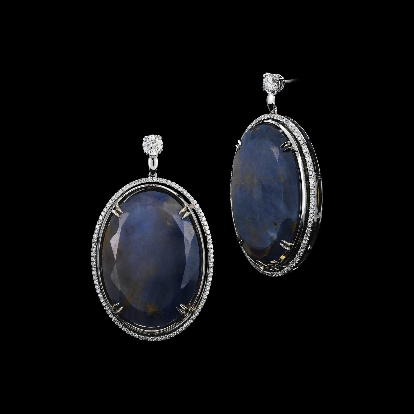 Oval Sapphire & Diamond Earrings - Alexandra Mor online