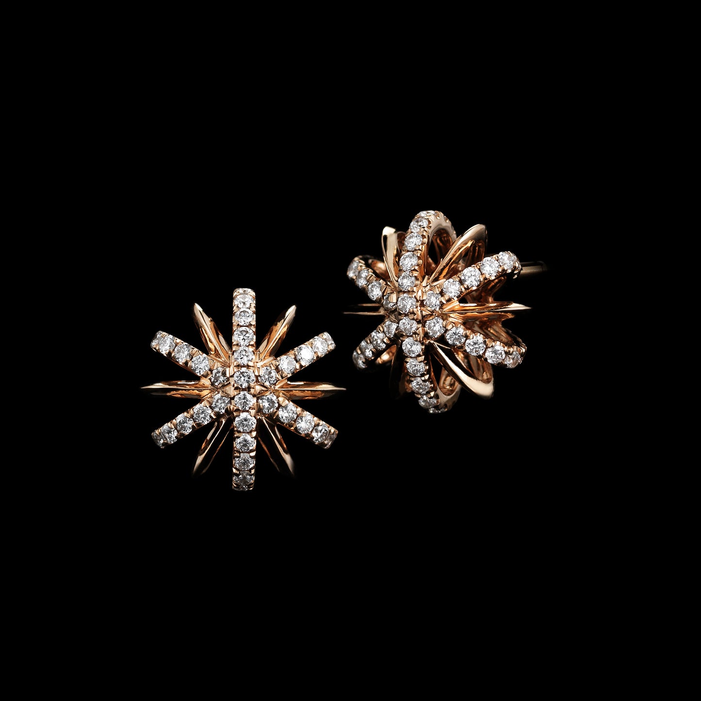
                  
                    Small Rose Gold Diamond Snowflake Earrings
                  
                
