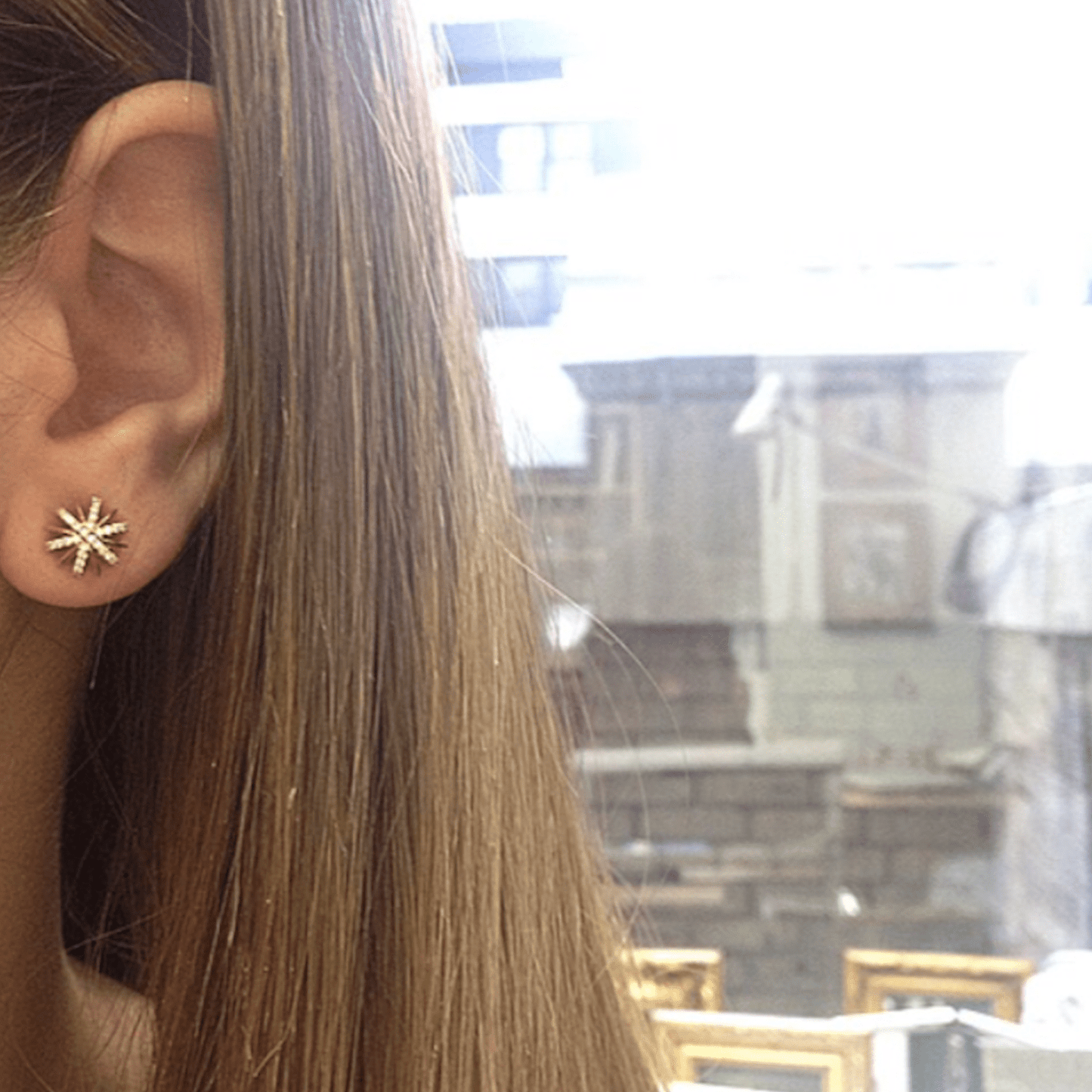 
                  
                    Medium Yellow Gold Diamond Snowflake Earrings - Alexandra Mor online
                  
                