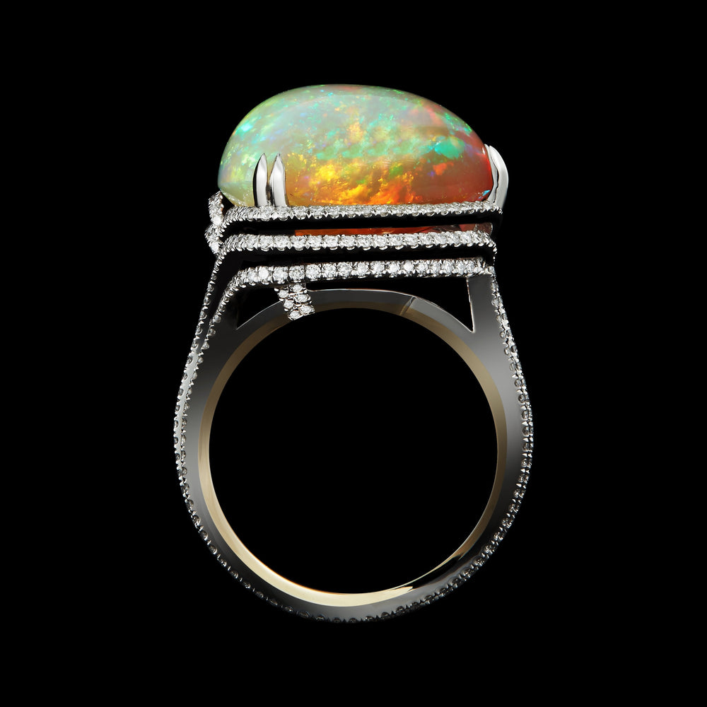 Opal Swirl Around Checkerboard- Harlequin Ring - Alexandra Mor online