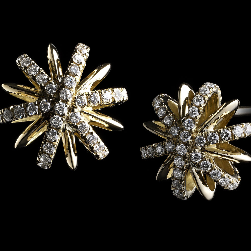 Medium Yellow Gold Diamond Snowflake Earrings - Alexandra Mor online
