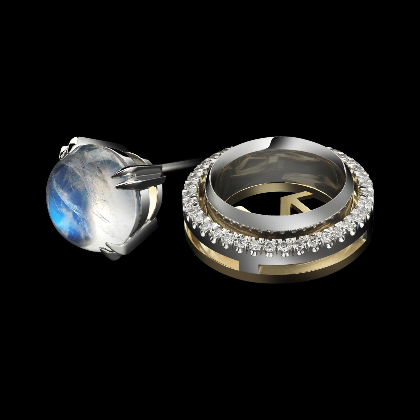 Medium Moonstone Studs with Diamond Earrings Jackets - Alexandra Mor online