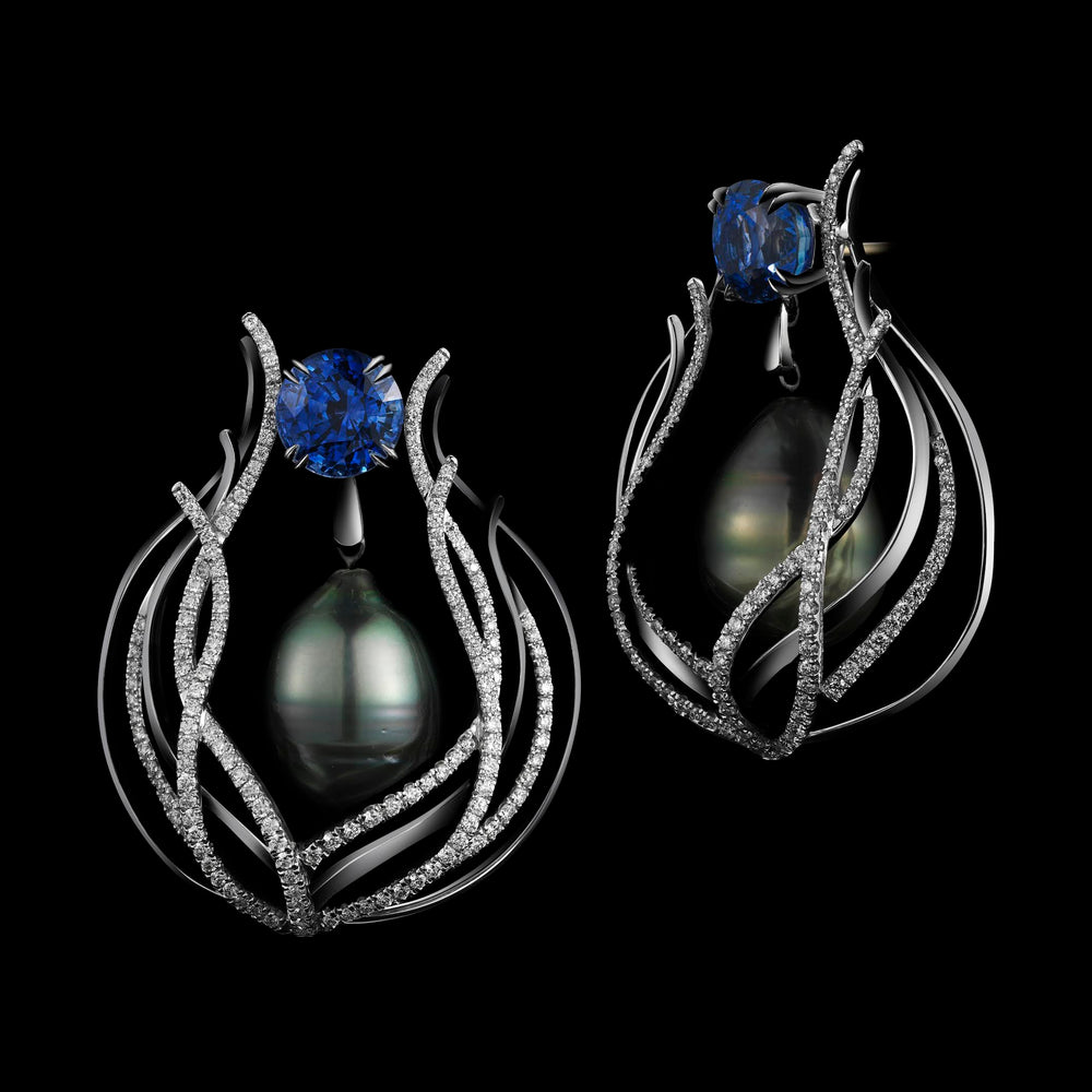 
                  
                    Private Collection Sapphire & Pearl Curved Earrings
                  
                