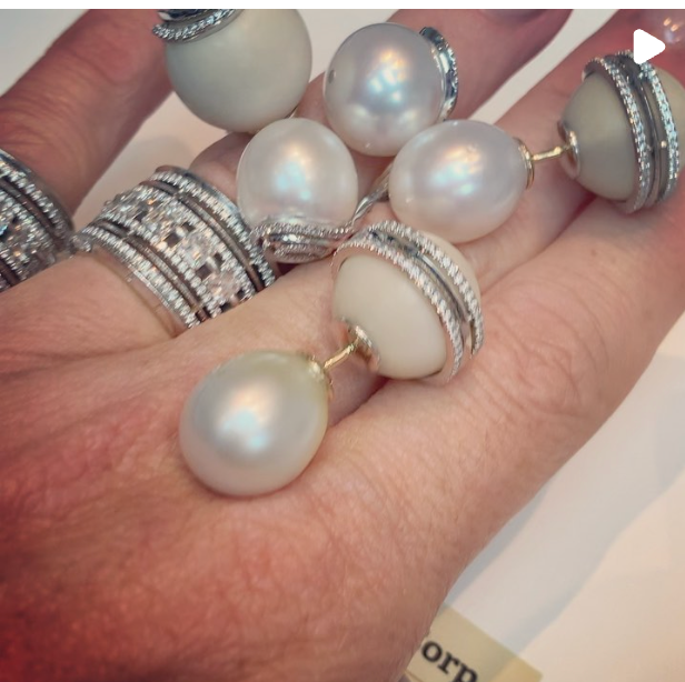 
                  
                    Private Collection Wild Tagua, South Sea Artisanal Farm Pearls and Diamonds Sphere Ring
                  
                