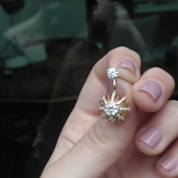 
                  
                    Yellow Gold Signature Diamond Snowflake Dangling Earrings - Alexandra Mor online
                  
                