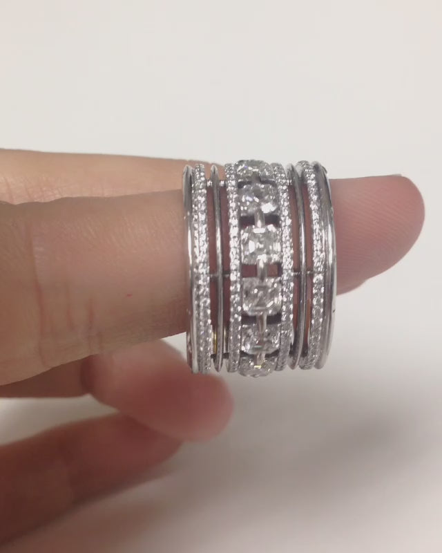 
                  
                    Load and play video in Gallery viewer, Private Collection Platinum Signature Asscher-Cut Diamond Wide Eternity Band Ring
                  
                