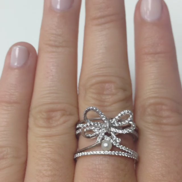 Tiffany & Co. Platinum Diamond Bow Ring - Size 5 3/4 (SHF-20716) – LuxeDH