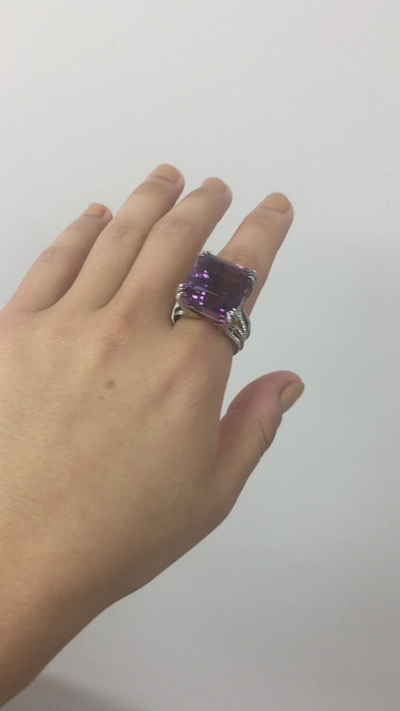 
                  
                    Load and play video in Gallery viewer, Private Collection Asscher-Cut Amethyst &amp;amp; Diamond Ring
                  
                