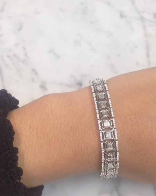 
                  
                    Load and play video in Gallery viewer, Private Collection Emerald-Cut Platform Diamond Bracelet
                  
                