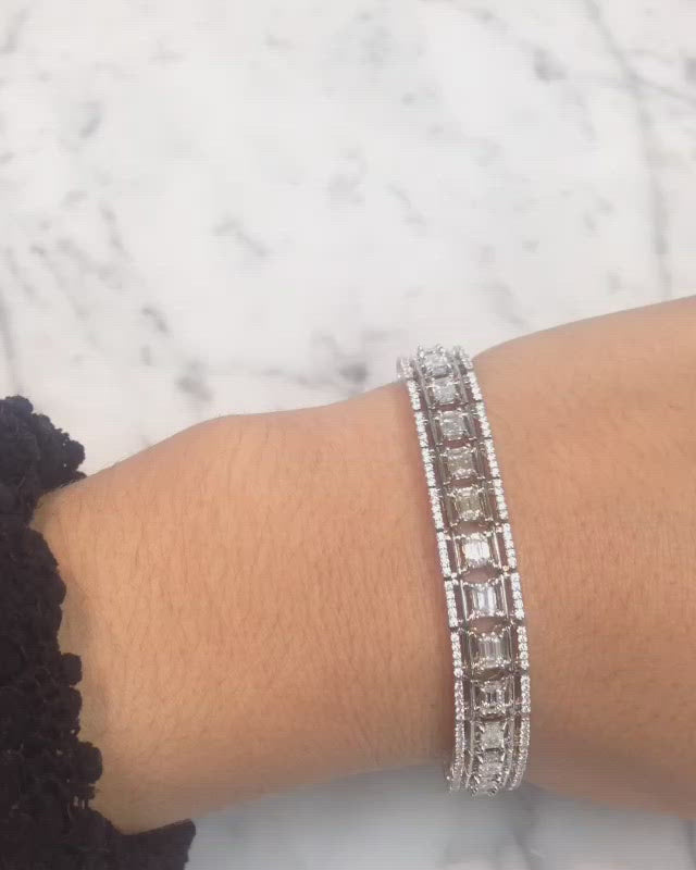 
                  
                    Load and play video in Gallery viewer, Emerald-Cut Platform Diamond Bracelet
                  
                