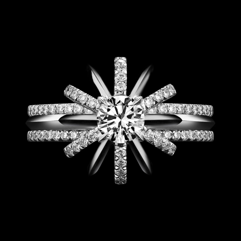 
                  
                    Platinum Signature Diamond Snowflake Three Ring Set with Round Center Diamond - Alexandra Mor online
                  
                