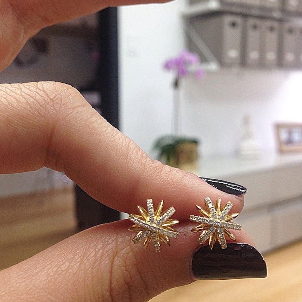 Waterbury Diamond Snowflake Earring Studs, 14K Yellow Gold – Ferro Jewelers
