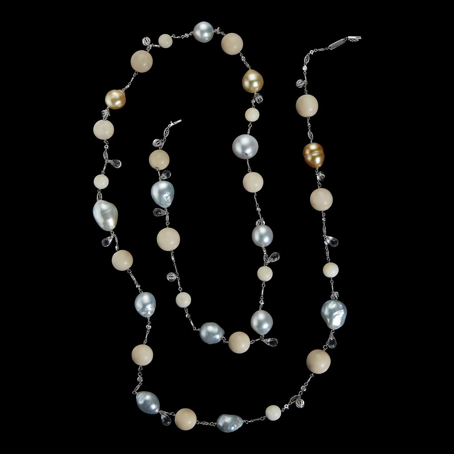 Tagua & South Sea Artisanal Farm Pearls and Bead Sautoir Necklace - Alexandra Mor online