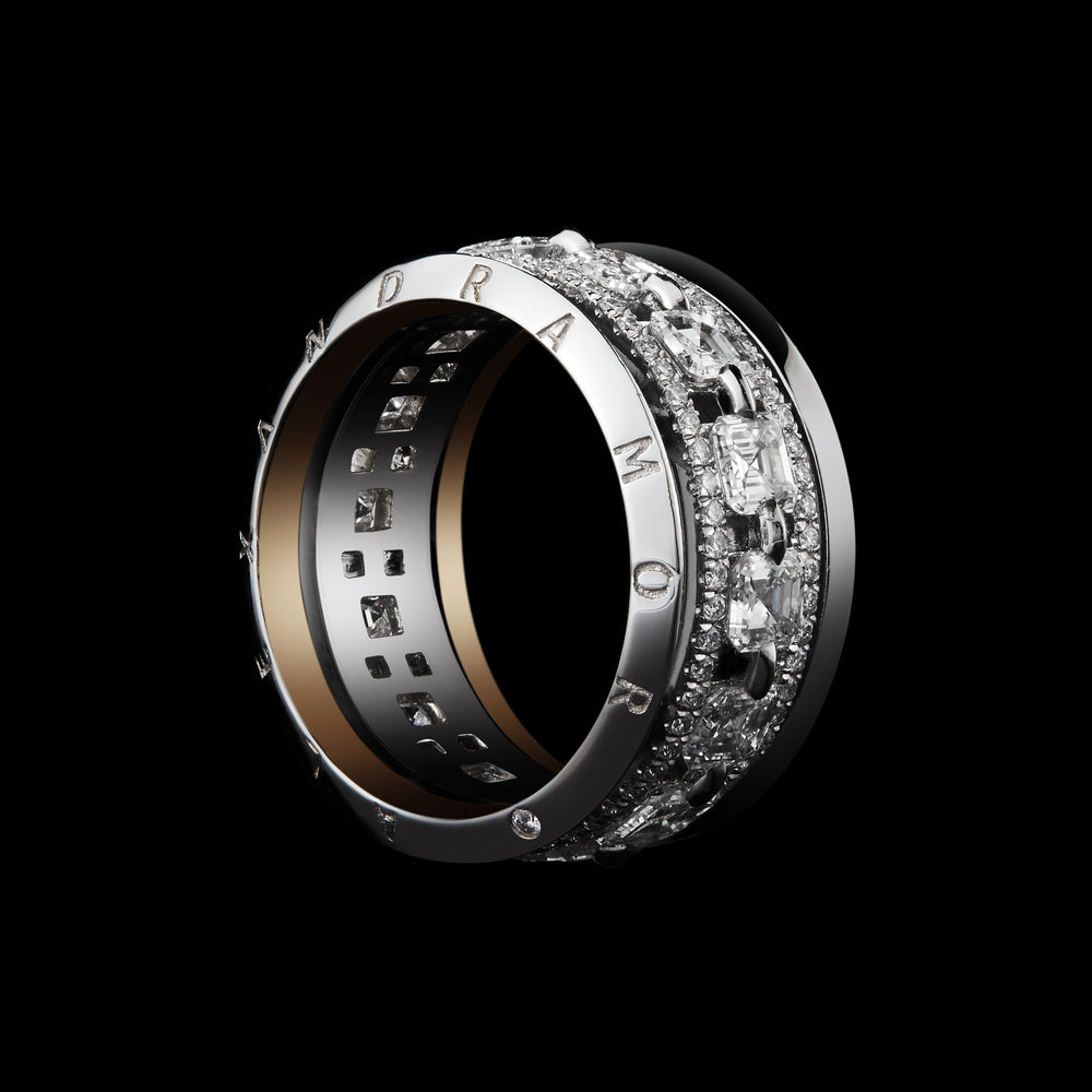 Asscher-Cut Diamond Platinum Signature Narrow Eternity Band Ring - Alexandra Mor online