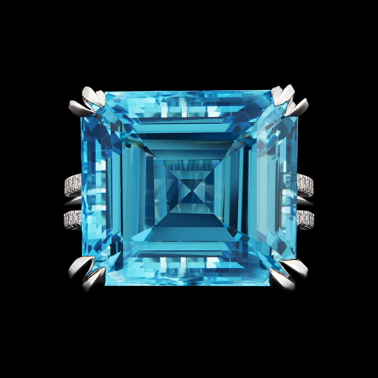 Emerald-Cut Aquamarine & Diamond Ring - Alexandra Mor online
