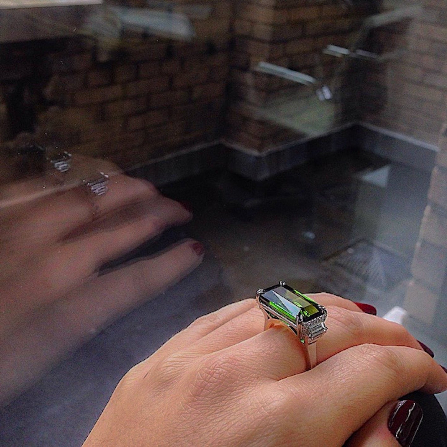 
                  
                    Demi Moore As Seen Wearing Emerald-Cut Green Tourmaline & Diamond Ring - Alexandra Mor online
                  
                