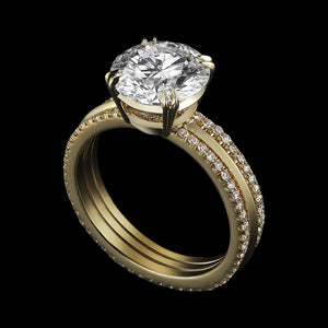 Brilliant-Cut Diamond & Yellow Gold Three Ring Sets - Alexandra Mor online
