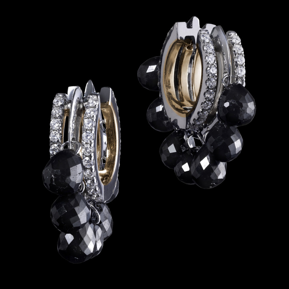 
            
                Load image into Gallery viewer, Black Diamond Briolette Hoop Earrings - Alexandra Mor online
            
        