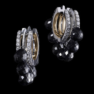 
            
                Load image into Gallery viewer, Black Diamond Briolette Hoop Earrings - Alexandra Mor online
            
        