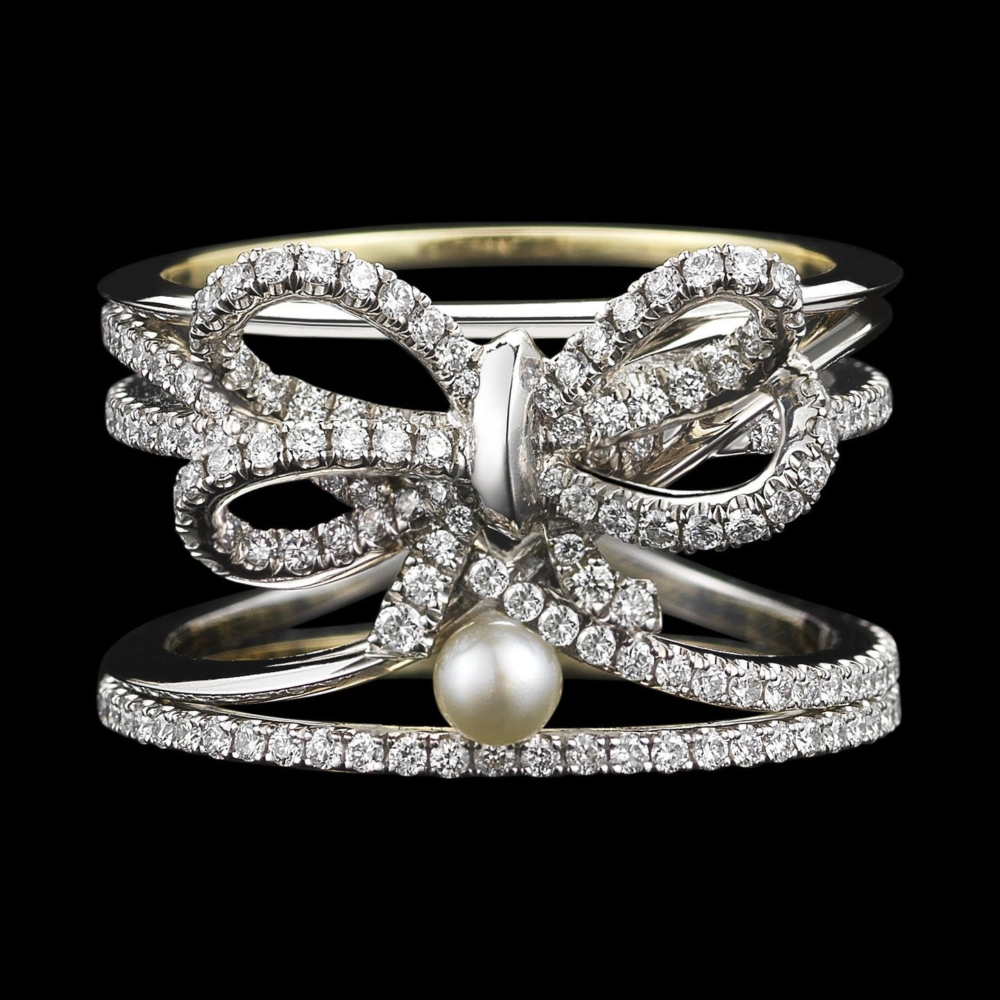 
                  
                    Platinum Contemporary Diamond Bow & Pearl Ring - Alexandra Mor online
                  
                