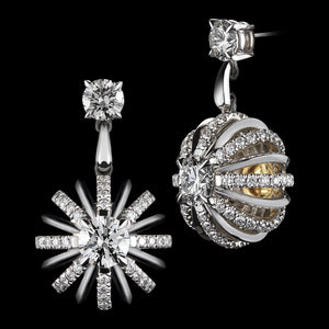 
            
                Load image into Gallery viewer, Platinum Signature Diamond Snowflake Dangling Earrings - Alexandra Mor online
            
        