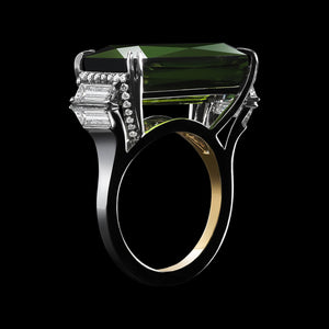 Emerald-Cut Green Tourmaline & Diamond Ring - Alexandra Mor online