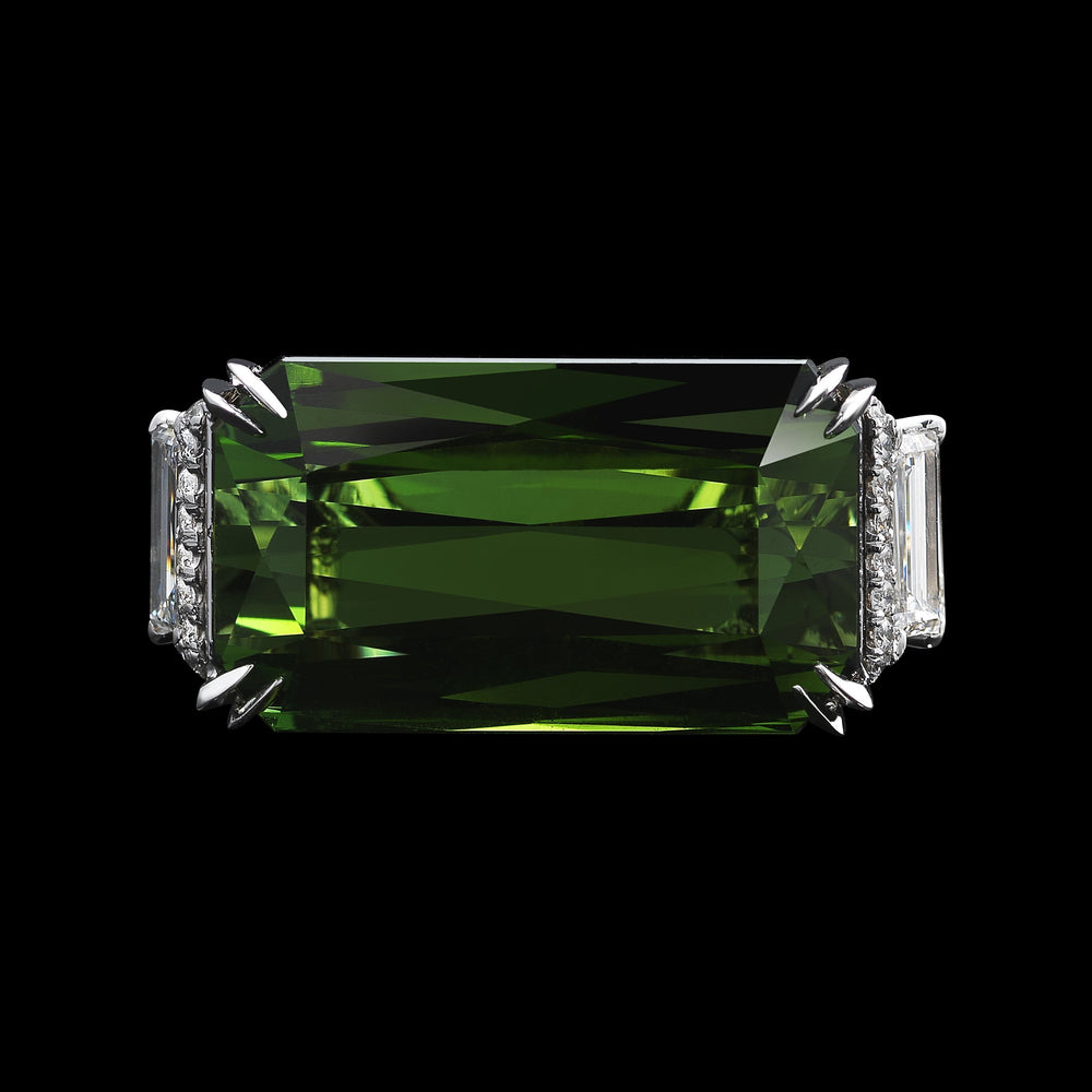 
            
                Load image into Gallery viewer, Demi Moore As Seen Wearing Emerald-Cut Green Tourmaline &amp;amp; Diamond Ring - Alexandra Mor online
            
        