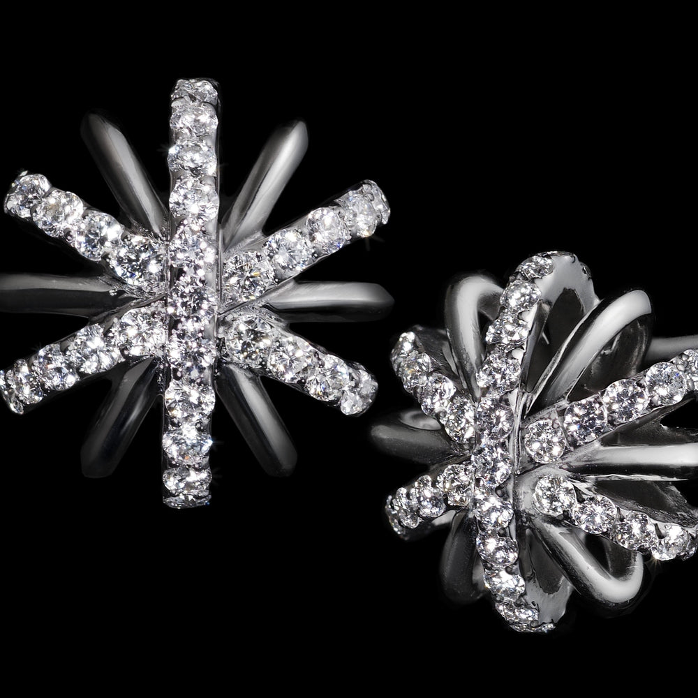 
            
                Load image into Gallery viewer, Medium Diamond Snowflake Stud Earrings - Alexandra Mor online
            
        