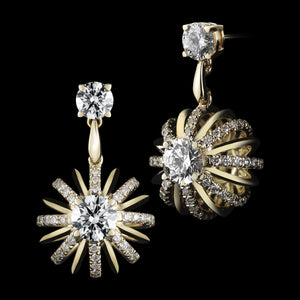 Yellow Gold Signature Diamond Snowflake Dangling Earrings - Alexandra Mor online