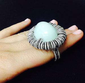 Keri Russel As Seen Wearing Andean Opal Oval-Cabochon & Diamond Ring - Alexandra Mor online