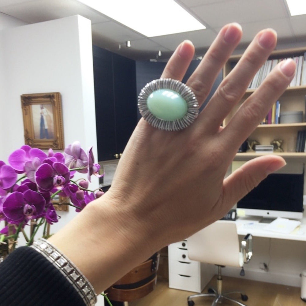 Keri Russel As Seen Wearing Andean Opal Oval-Cabochon & Diamond Ring - Alexandra Mor online