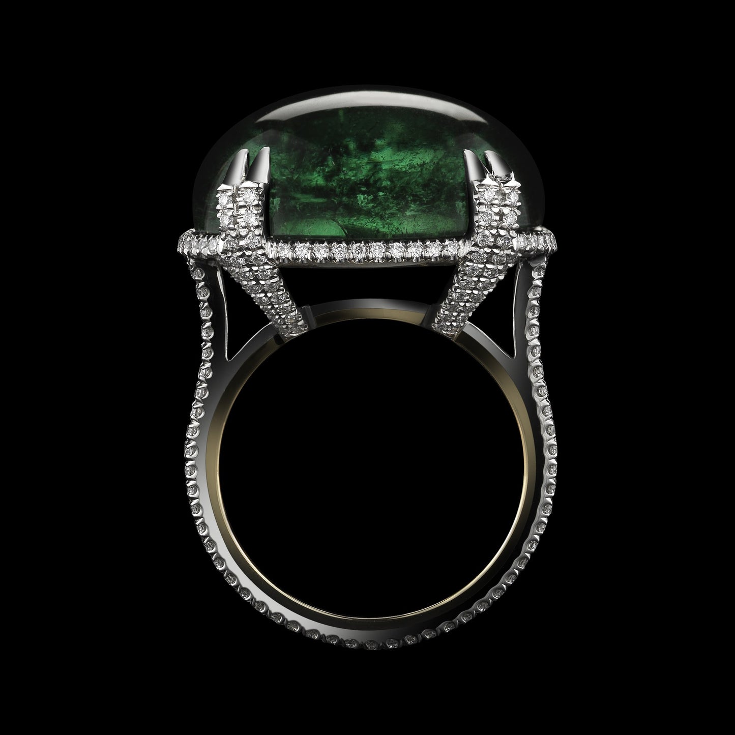 Green Tourmaline Oval Cabochon & Diamond Ring - Alexandra Mor online