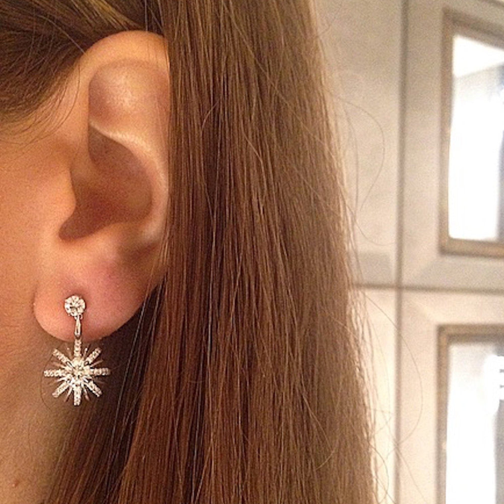 
            
                Load image into Gallery viewer, Platinum Signature Diamond Snowflake Dangling Earrings - Alexandra Mor online
            
        