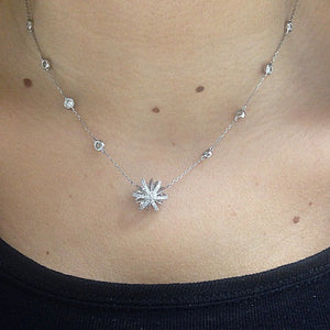 Platinum Diamond Snowflake Pendant and Bezel-Set Diamond Chain Necklace - Alexandra Mor online