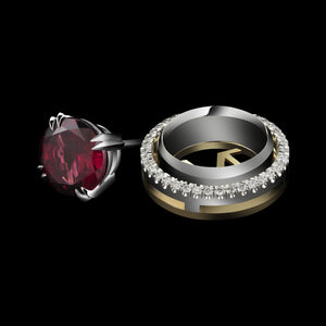 
            
                Load image into Gallery viewer, Medium Red-Rhodolite Studs with Diamond Earring Jackets - Alexandra Mor online
            
        