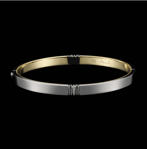 
            
                Load image into Gallery viewer, Oval-Shaped Narrow Black Diamond Gold Platinum Cuff - Alexandra Mor online
            
        