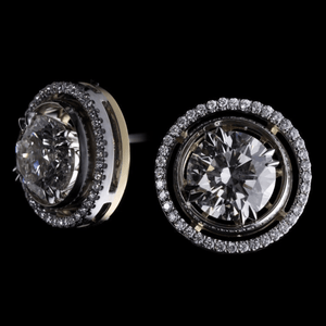 
            
                Load image into Gallery viewer, Round Diamond Studs with Diamond Earring Jackets - Alexandra Mor online
            
        