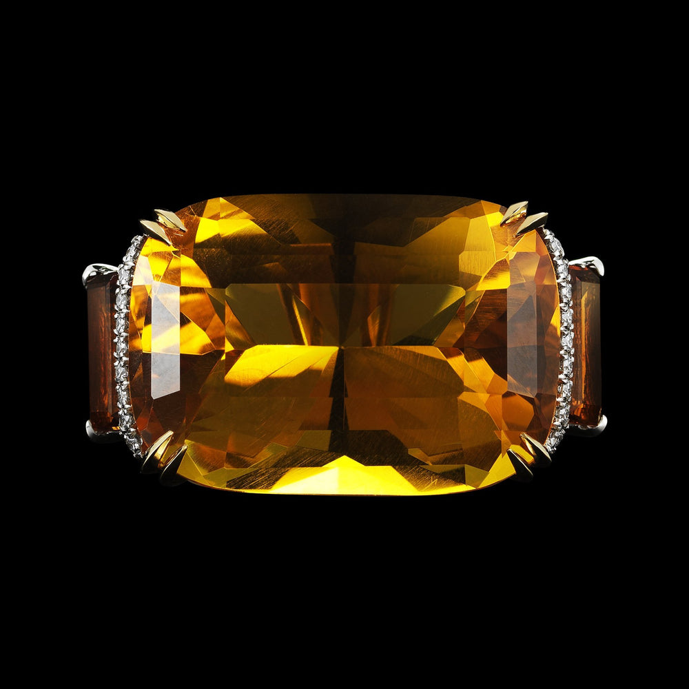 
                  
                    Cushion-Cut Deep-Yellow Citrine & Diamond Ring - Alexandra Mor online
                  
                